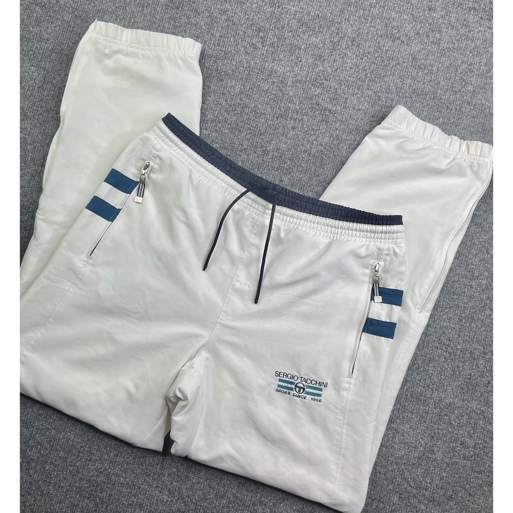 Vtg Sergio Tacchini Windbreaker‎ Track Pants Men's M Lined Drawstring Zip Ankle